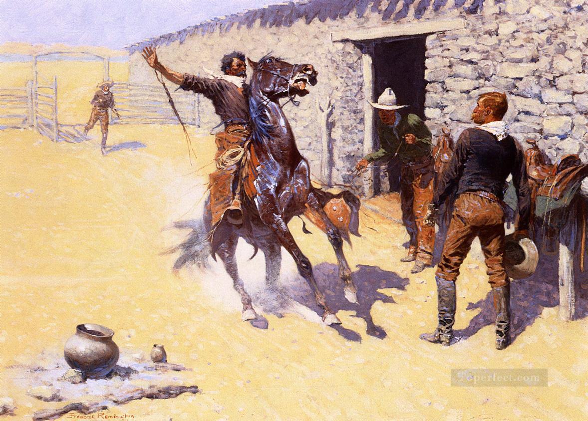 アパッチ族 フレデリック・レミントン インディアナ州のカウボーイ油絵